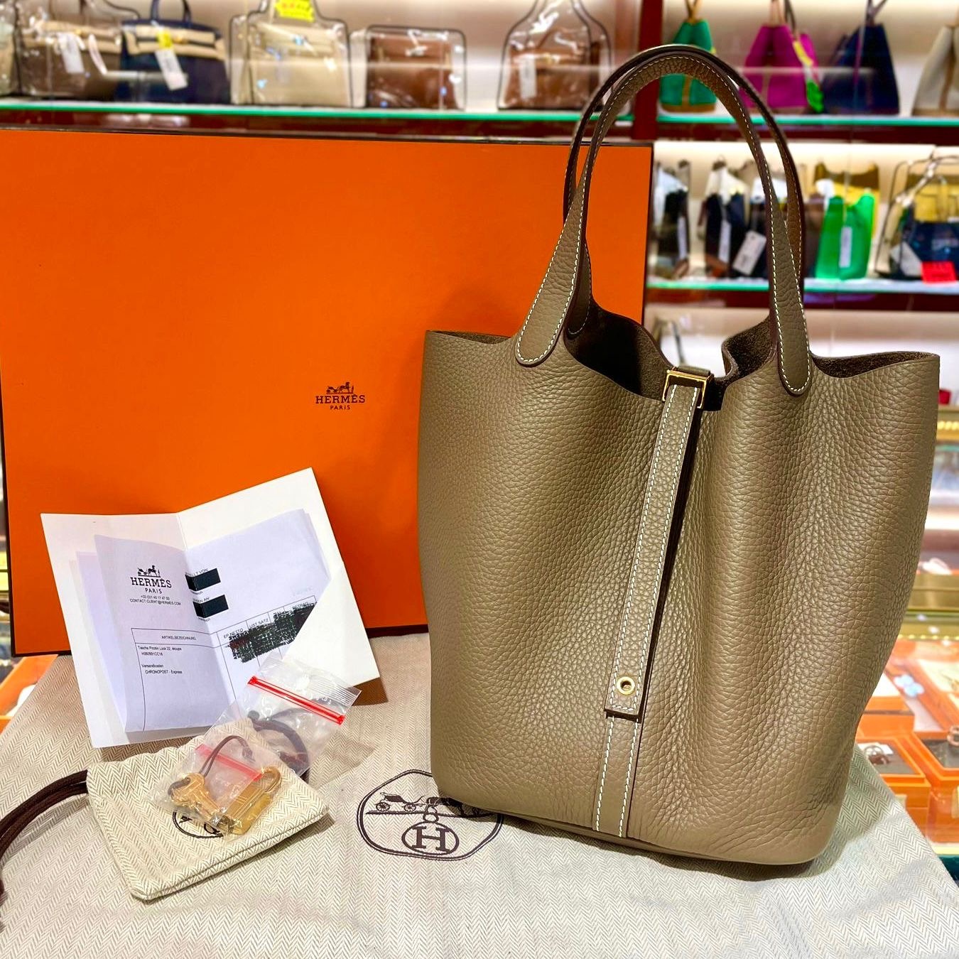 全新HERMES PICOTIN 22,大象灰,TC皮,金扣,TC皮,#P22 #BRAND NEW #香榭站正品