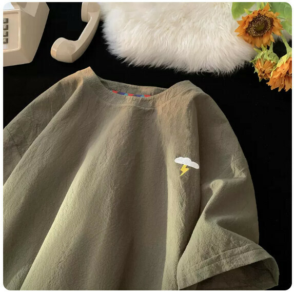 Simple short-sleeved T-shirt for men (T125 army green [size M_5XL] (contact customer service to confirm the shipping size after placing an order))