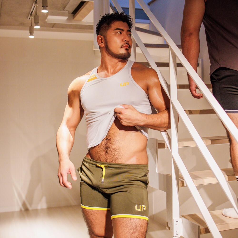 Stripe UP 運動背心 淡灰