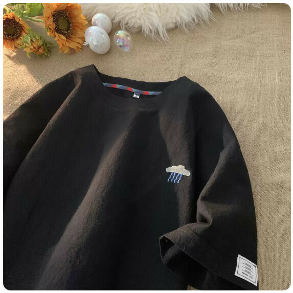 Simple short-sleeved T-shirt for men (T126 black [size M_5XL] (contact customer service to confirm the shipping size after placing an order))