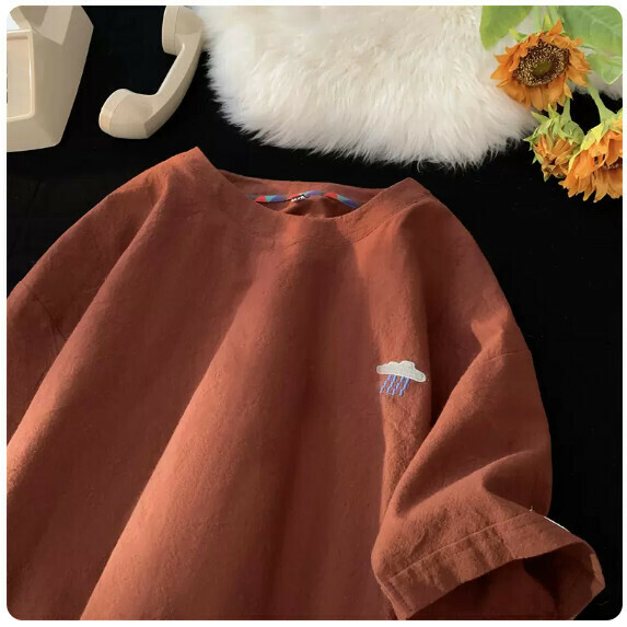 Simple short-sleeved T-shirt for men (T126 coffee color [size M_5XL] (contact customer service to confirm the shipping size after placing an order))