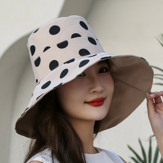Hot selling large brim sun protection double-sided hat for women (khaki)