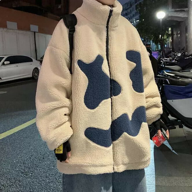 激抵羊羔毛外套男（米色 尺碼：M-2XL）（下單後聯絡客服確認發貨尺碼）
