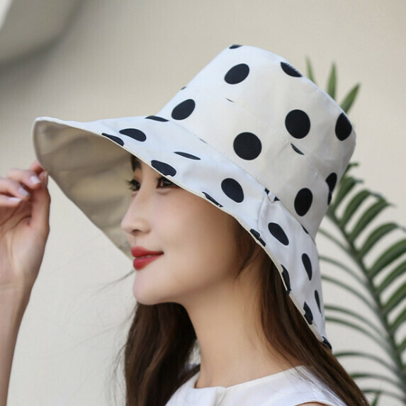 Hot Selling Large Brim Sun Shade Reversible Hat for Women (Beige)