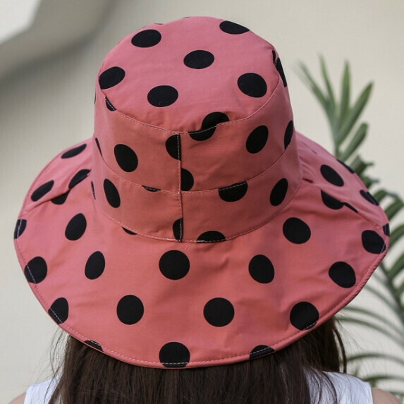 Hot selling large brim sun protection double-sided hat for women (dark red)