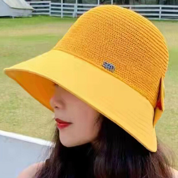 Hot selling breathable sun protection basin hat for women (yellow)