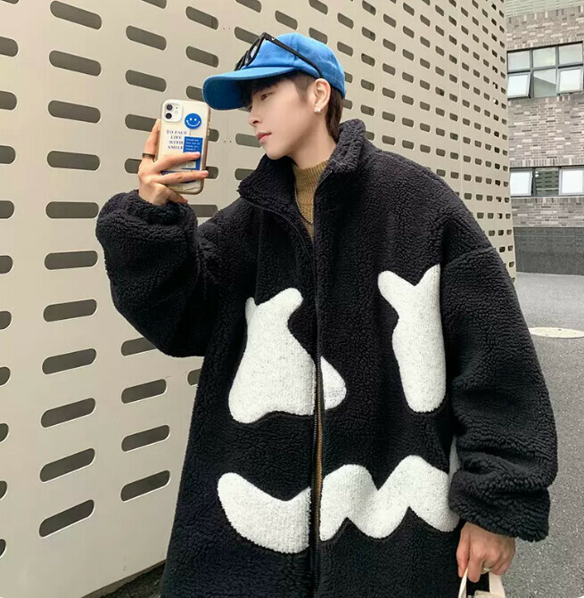 激抵羊羔毛外套男（黑色 尺碼：M-2XL）（下單後聯絡客服確認發貨尺碼）
