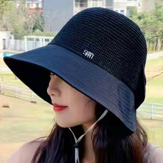 Hot selling breathable sun protection basin hat for women (black)
