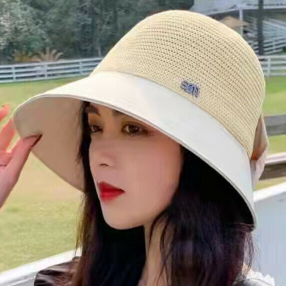 Hot selling breathable sun protection basin hat for women (beige)