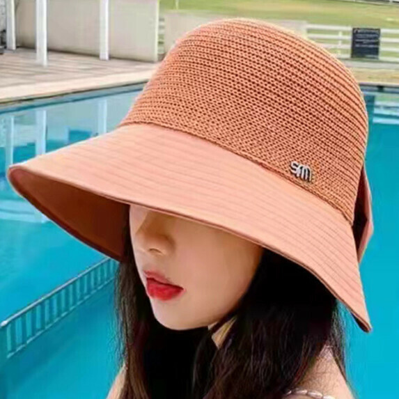 Hot selling breathable sun protection basin hat for women (orange pink)