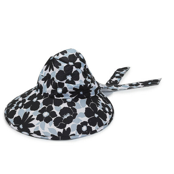 Hot selling big brim sunshade bow fisherman hat for women (black)