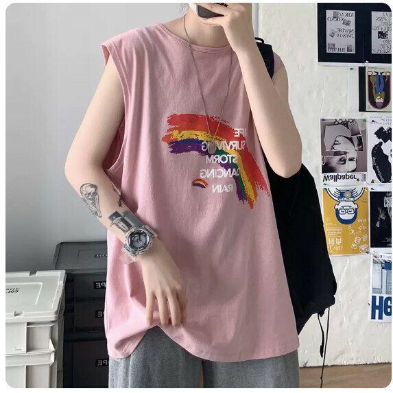 Sleeveless T-shirt man (magenta [size S_5XL] (contact customer service to confirm the shipping size after placing an order))