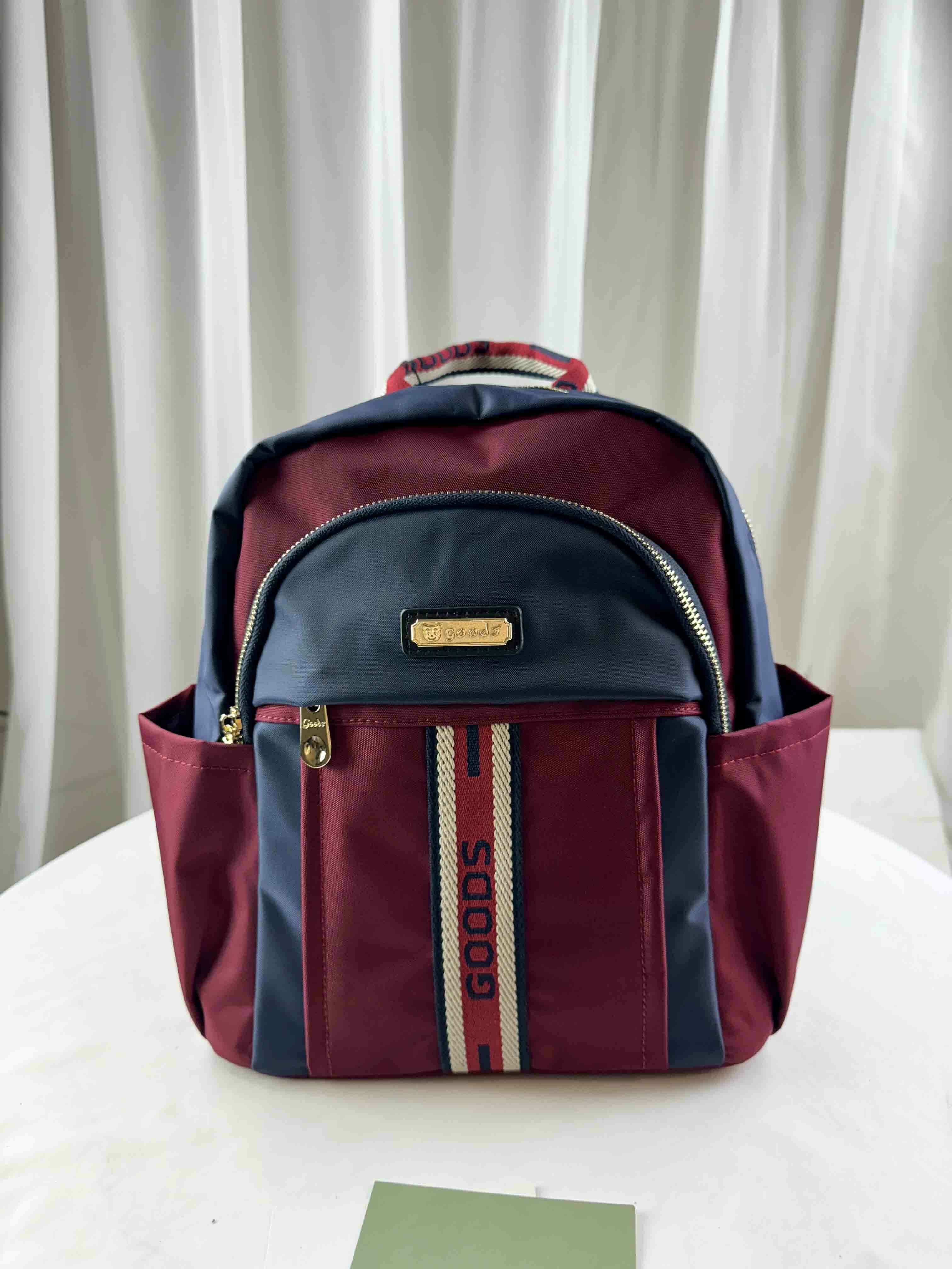 GOODS 織帶藍紅防潑水後背包   #2857
