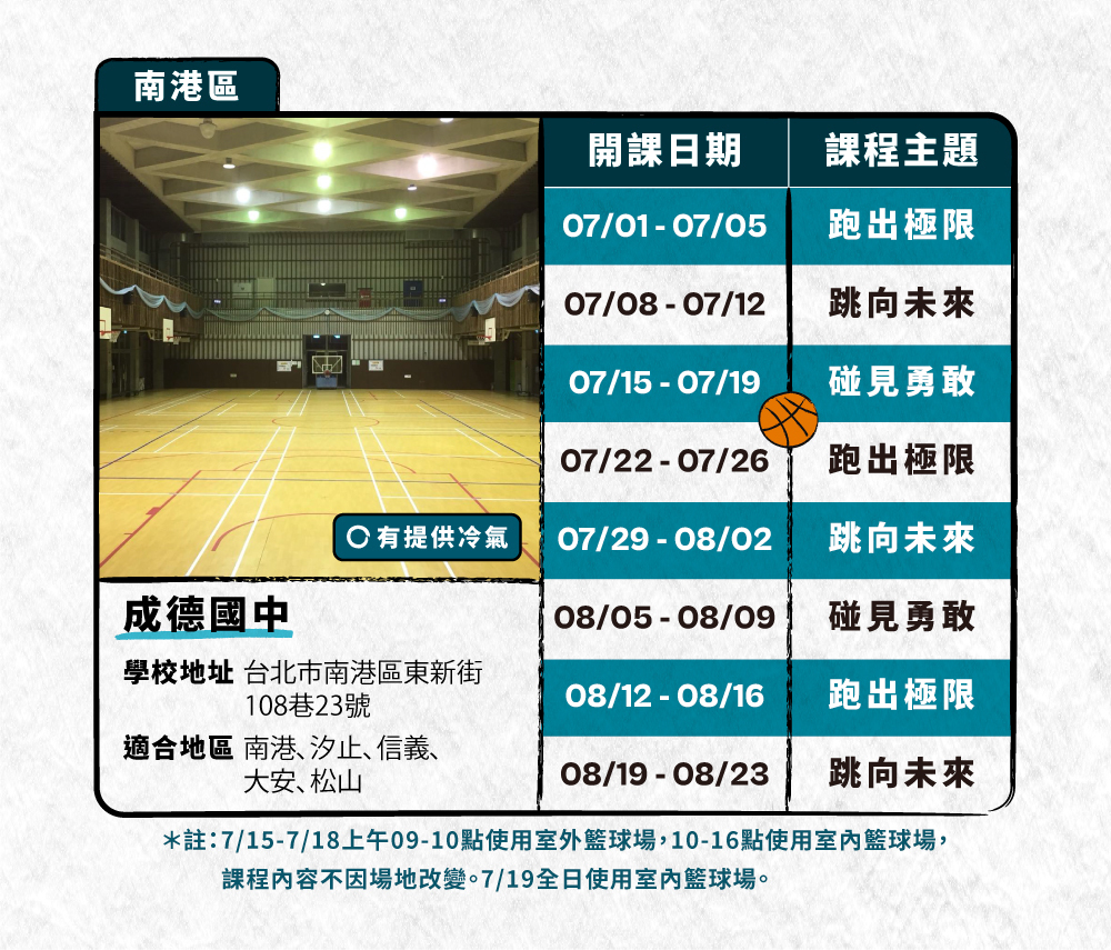 2024年暑假台北地區、新北地區、桃園地區、新竹地區、台中地區皆有開場