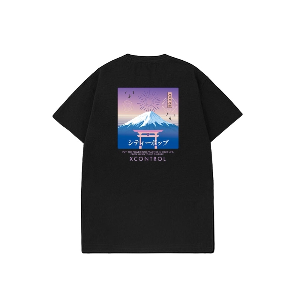 XCTRL 月見花火景短T-黑