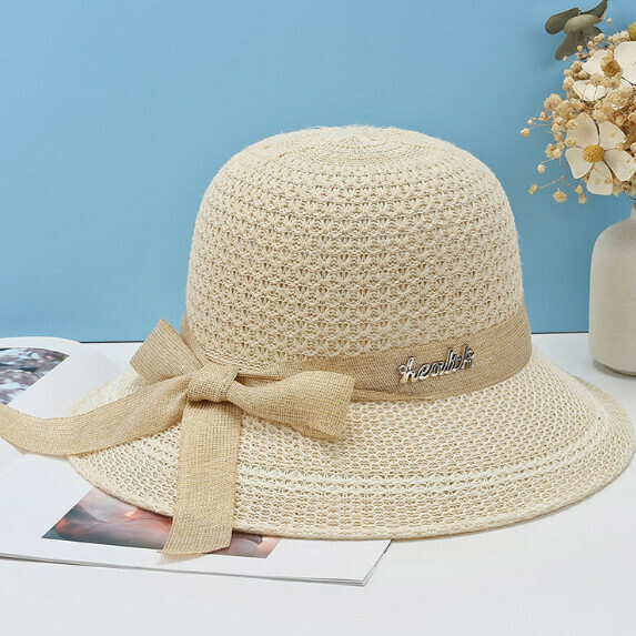 Hot selling sun protection dome straw hat for women (khaki color)