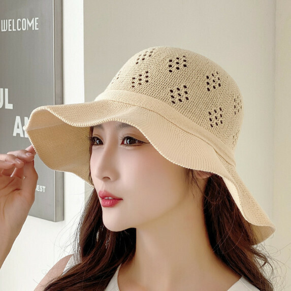Hot selling large brim sun protection fisherman hat for women (khaki)