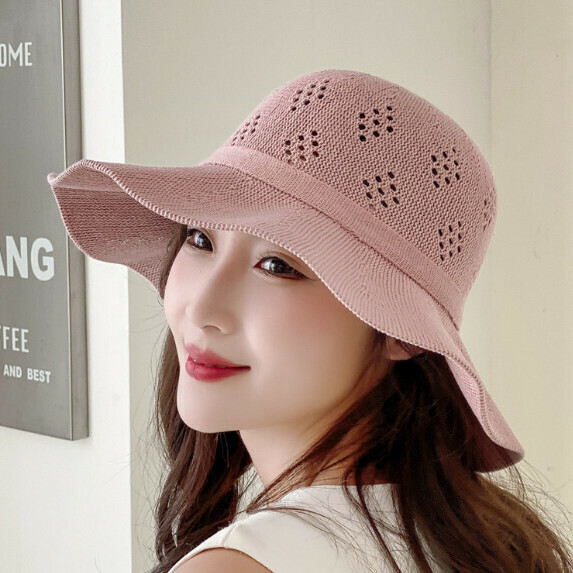 Hot selling large brim sun protection fisherman hat for women (pink)
