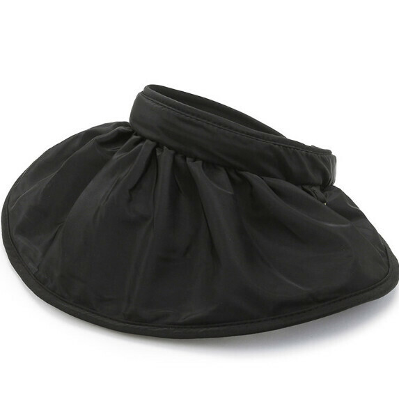 Hot selling large brim sunshade hollow hat for women (black)