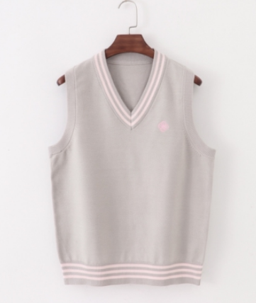V-Neck Knitwear Thin Vest Women's Vest (Light Gray) (Size: XS-XL) (Contact Customer Service to confirm the shipping size after placing an order)