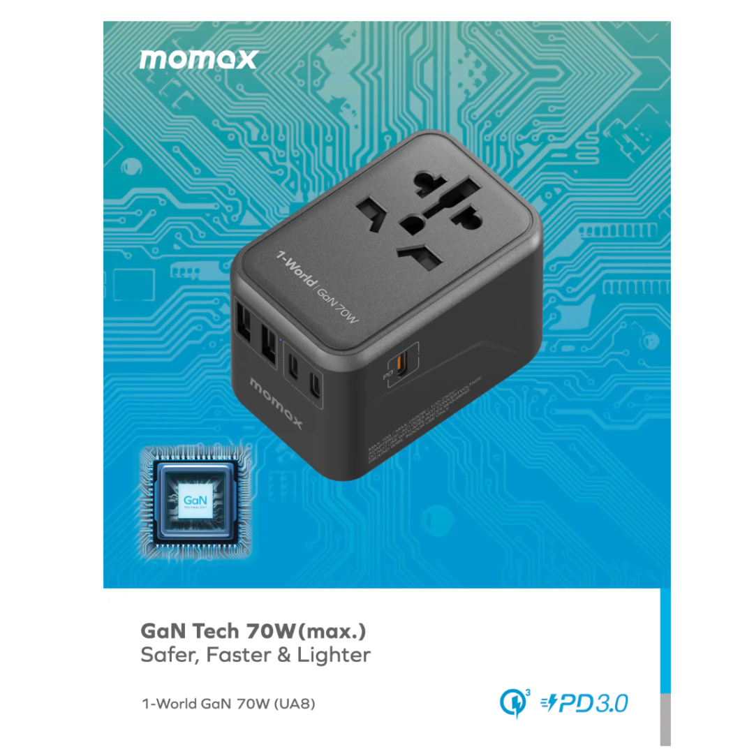Momax 1-World 70W 5 Port+AC  方便式旅行插座