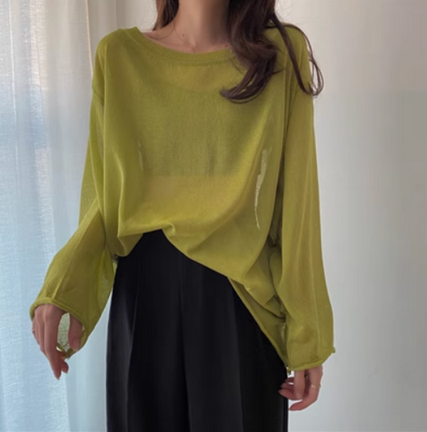 Sun Protection BlouseLoose & Versatile T-Shirt (Grass Green) (Size: One Size)