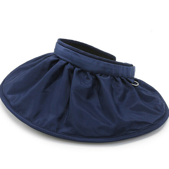 Hot selling large brim sun protection hollow hat for women (navy blue)