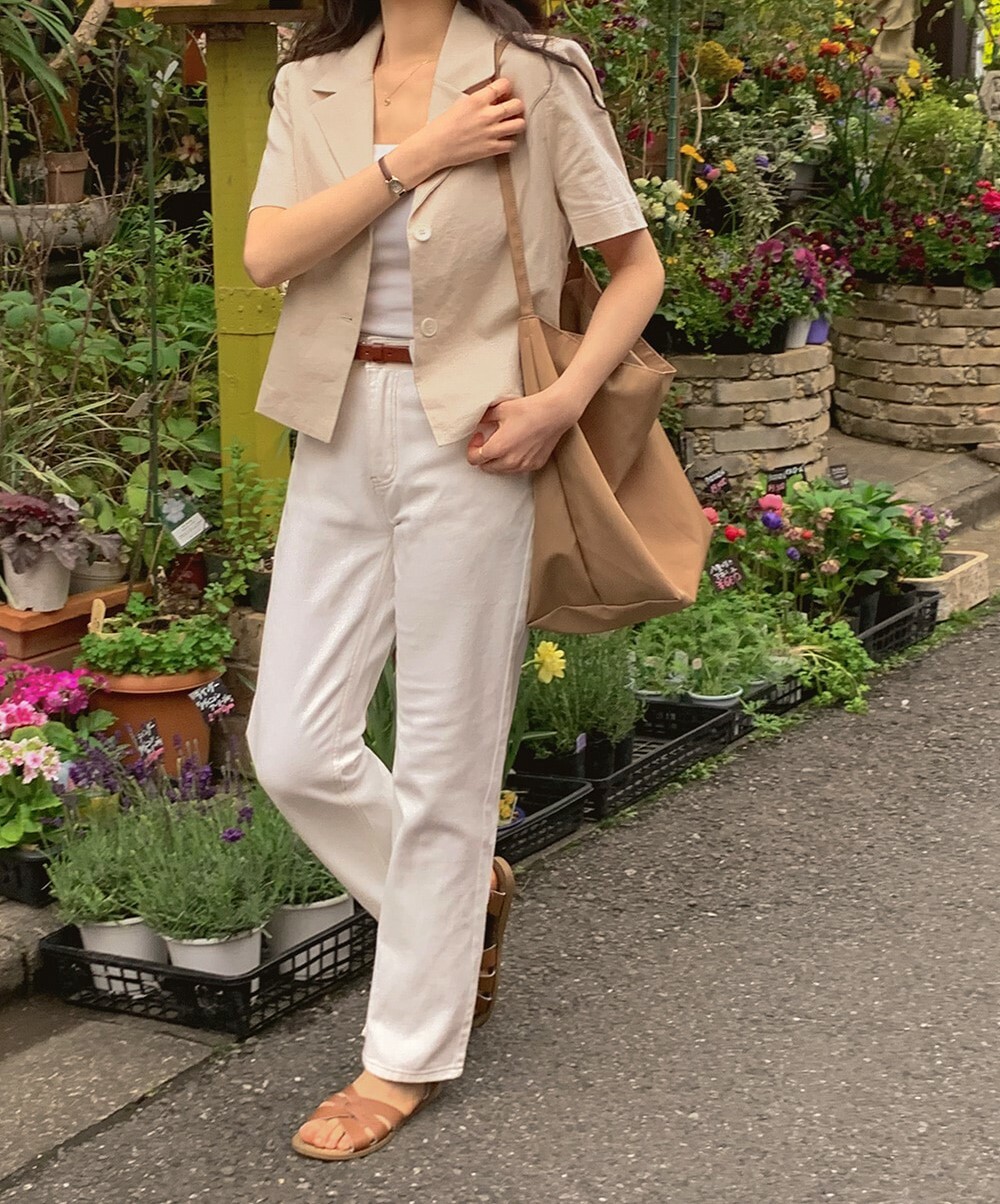 韓國grace muse授權 極簡高腰版型修身純棉直筒褲