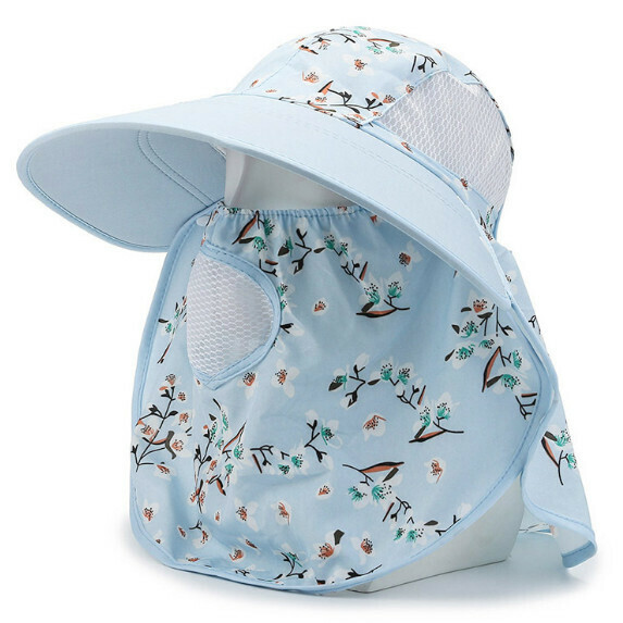 Hot selling breathable tea picking hat for women doing farm work (light blue)