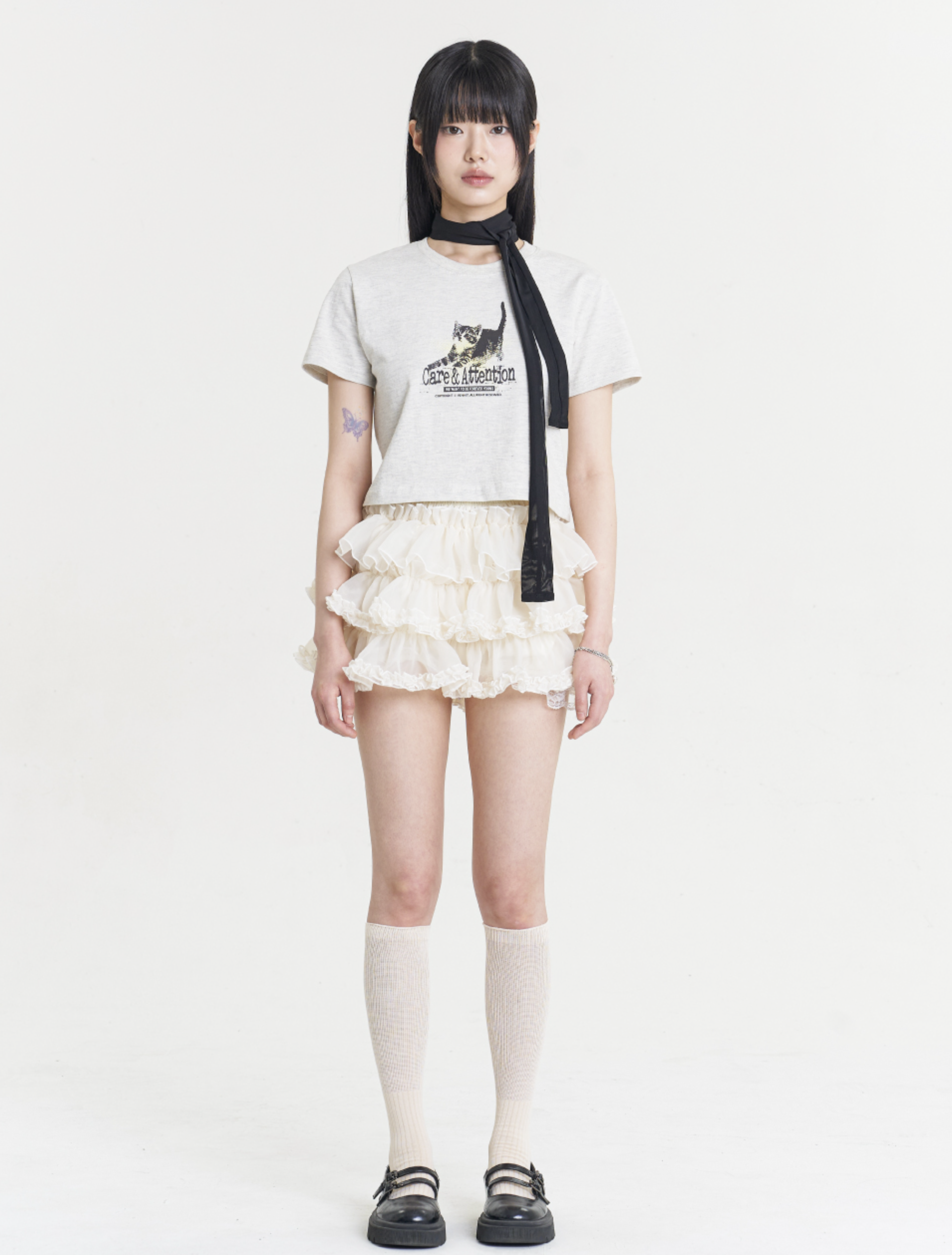 預訂｜VENHIT Attention Cat Crop T-Shirt (3 COLOR)