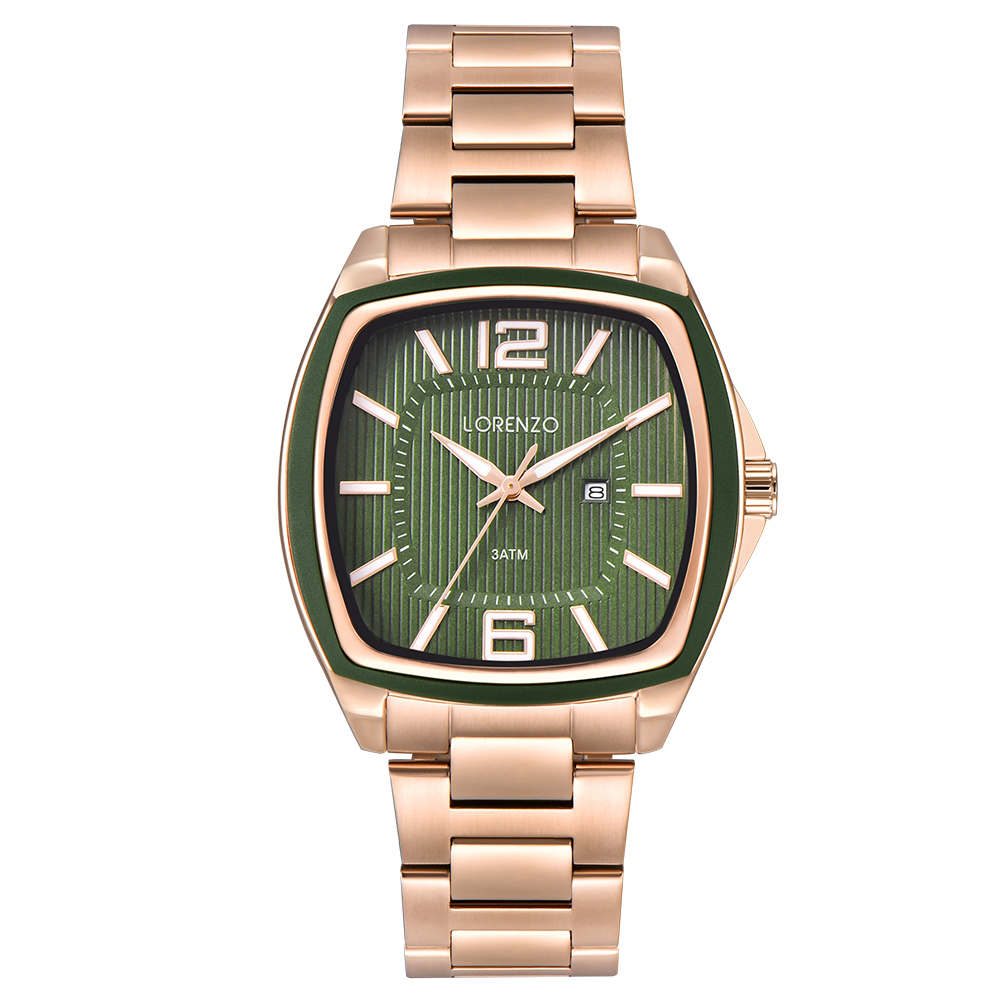 【Lorenzo 洛倫佐】LRZ-001 帶日期防水30米不鏽鋼男女對錶石英錶-