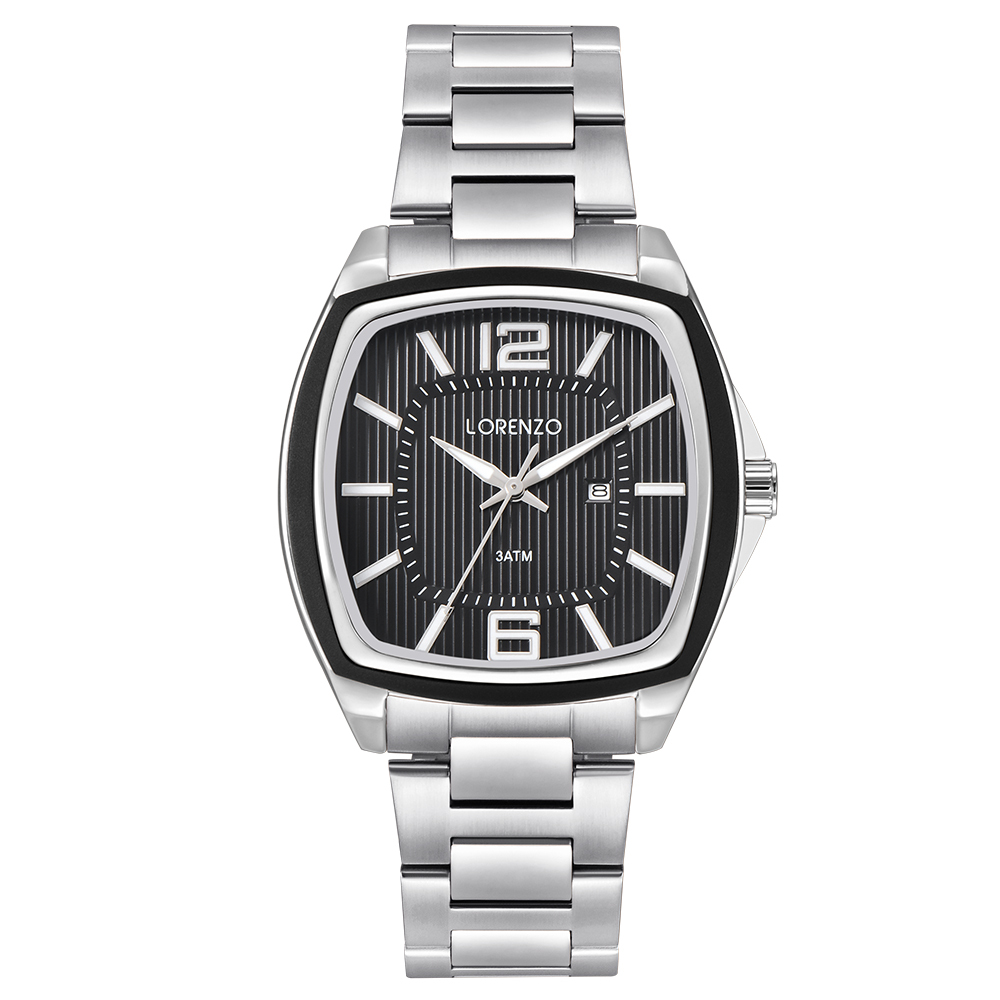 【Lorenzo 洛倫佐】LRZ-001 帶日期防水30米不鏽鋼男女對錶石英錶-