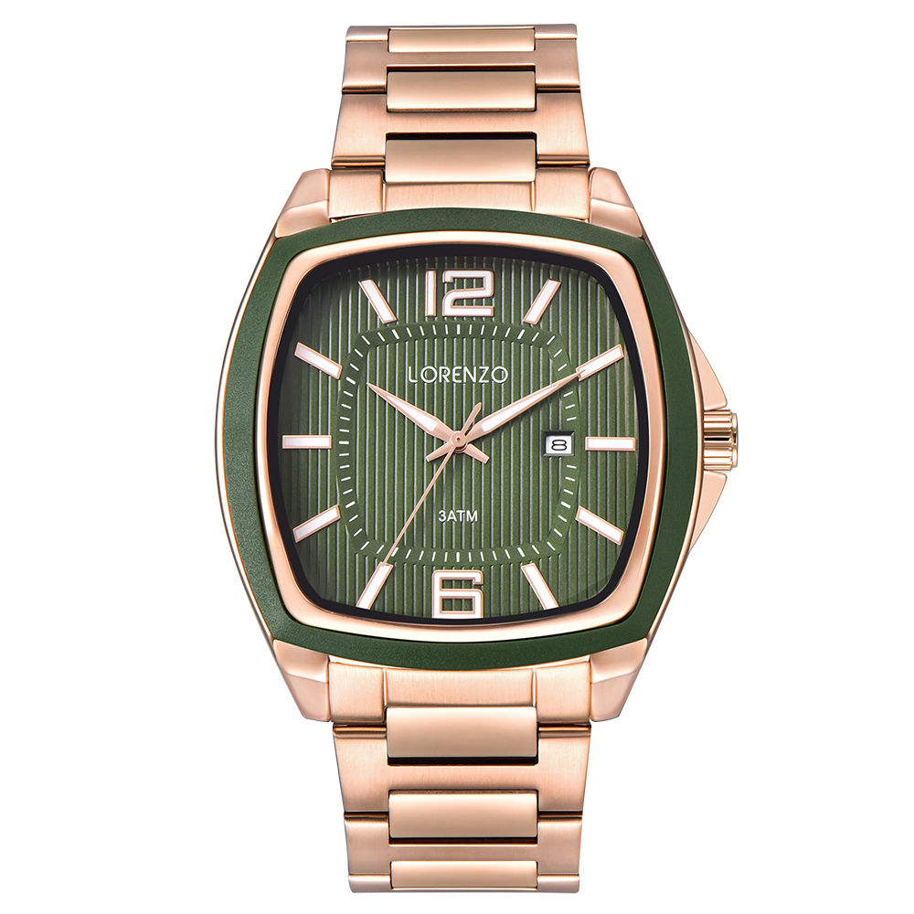 【Lorenzo 洛倫佐】LRZ-002 帶日期防水30米不鏽鋼男女對錶石英錶-