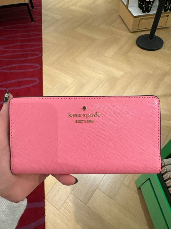 [S] KATE SPADE KC579 MADISON SAFF LEATHER LARGE SLIM BIFOLD,BLOSSOM PINK, 196021466250 (SKS1109)