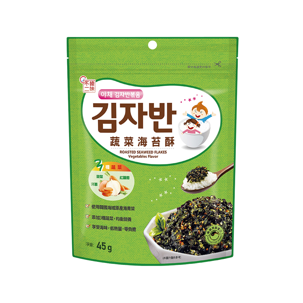 【BK SHOP】韓味不二-蔬菜海苔酥45g (綠袋)