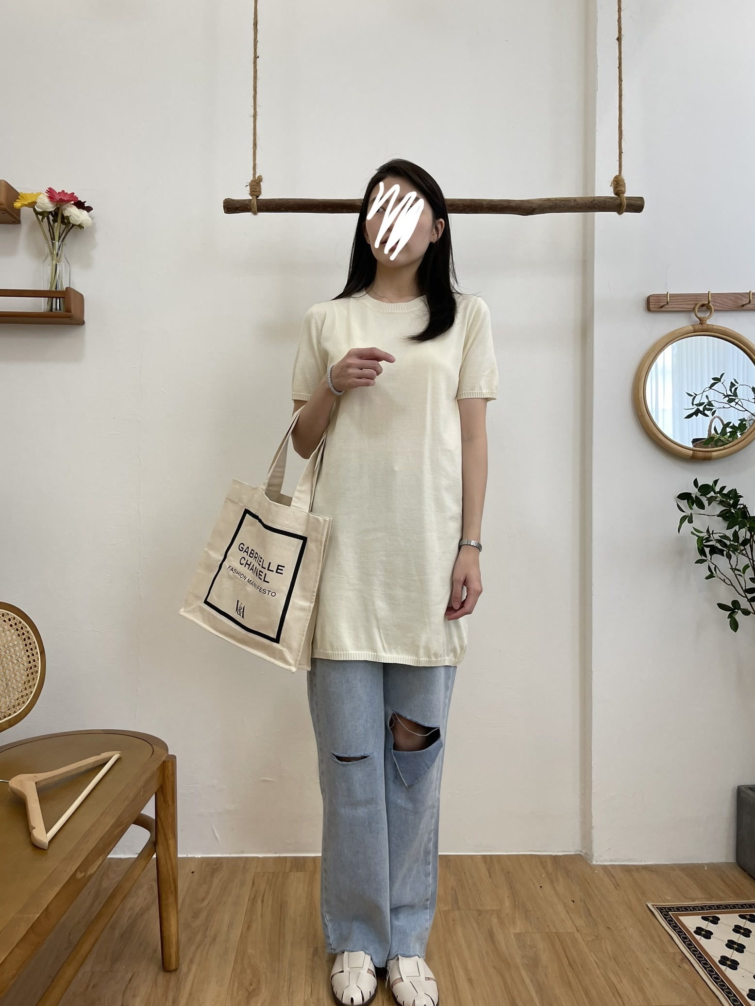 短袖針織連衣裙