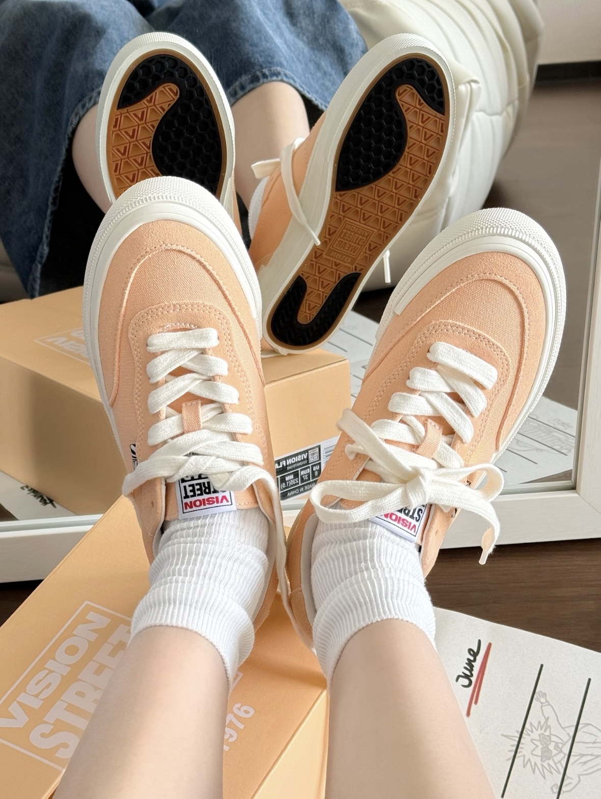 Vision Street Wear Flat Top系列 美式街頭滑板鞋 橘色 淡橘色 美式 復古 滑板鞋 穿搭 工裝/預購