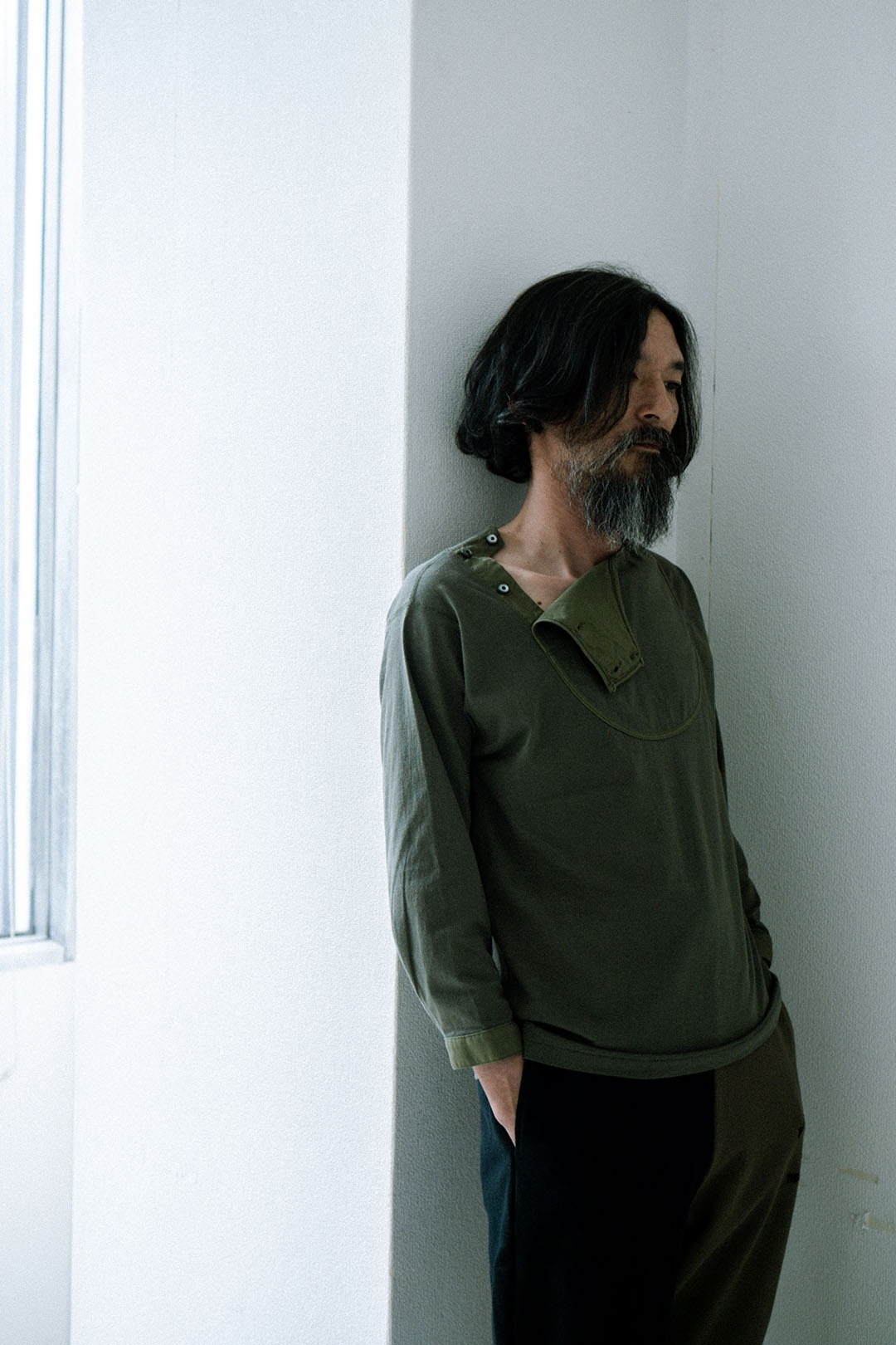 Black Sign 3/4 sleeve Double Breasted Underwear / Soldier Green