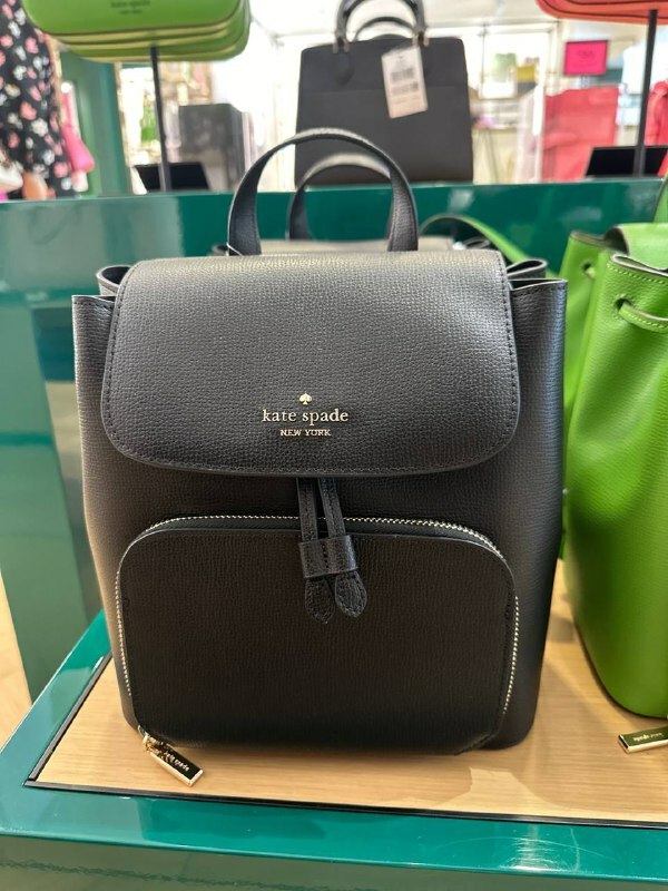 [S] KATE SPADE KA695 KRISTI MEDIUM FLAP BACKPACK REFINED GRAIN LEATHER,BLACK, 196021218422 (SKS1110)