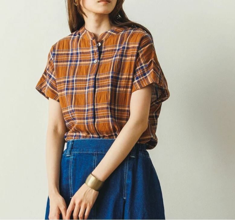 (訂購款) retro風棉質啡色格紋襯衫 【日本直送】