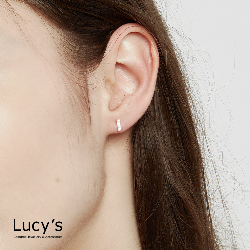 925純銀 一線光芒 轉珠耳環 (113691)