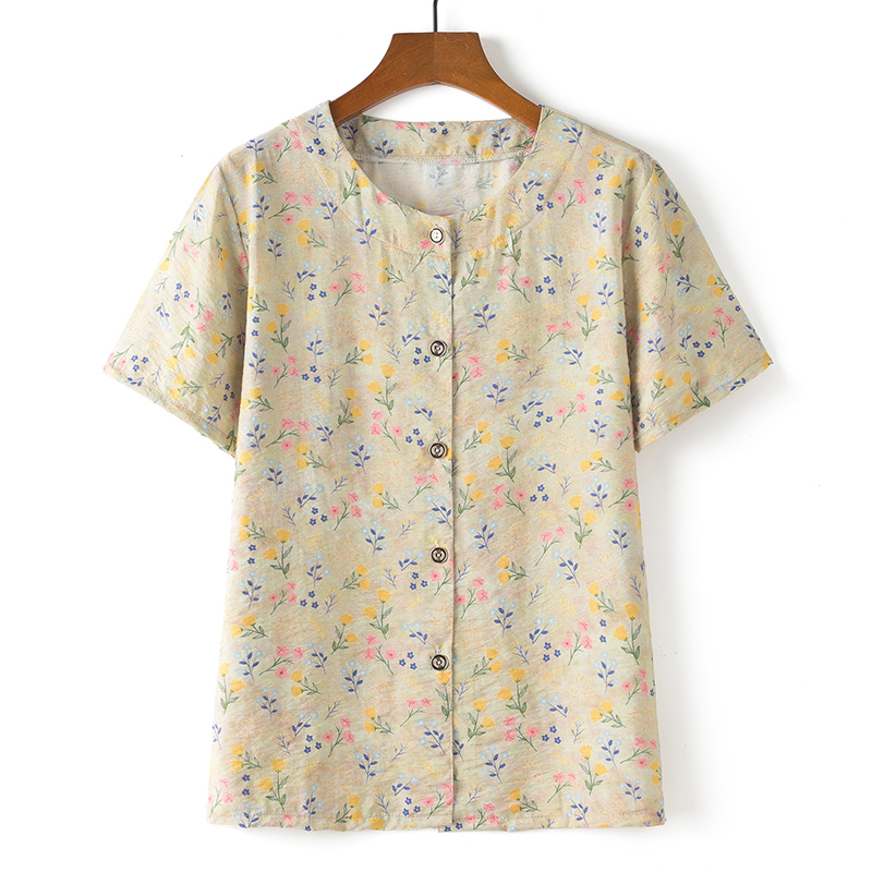Middle-aged and elderly short-sleeved cotton thin shirt (XL-5XL size 3 color (top)) [After placing an order, please contact customer service to confirm the shipping size]