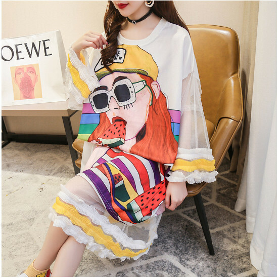 Loose fake two-piece midi dress [white] (M-2XL) (contact customer service to confirm size after placing an order)