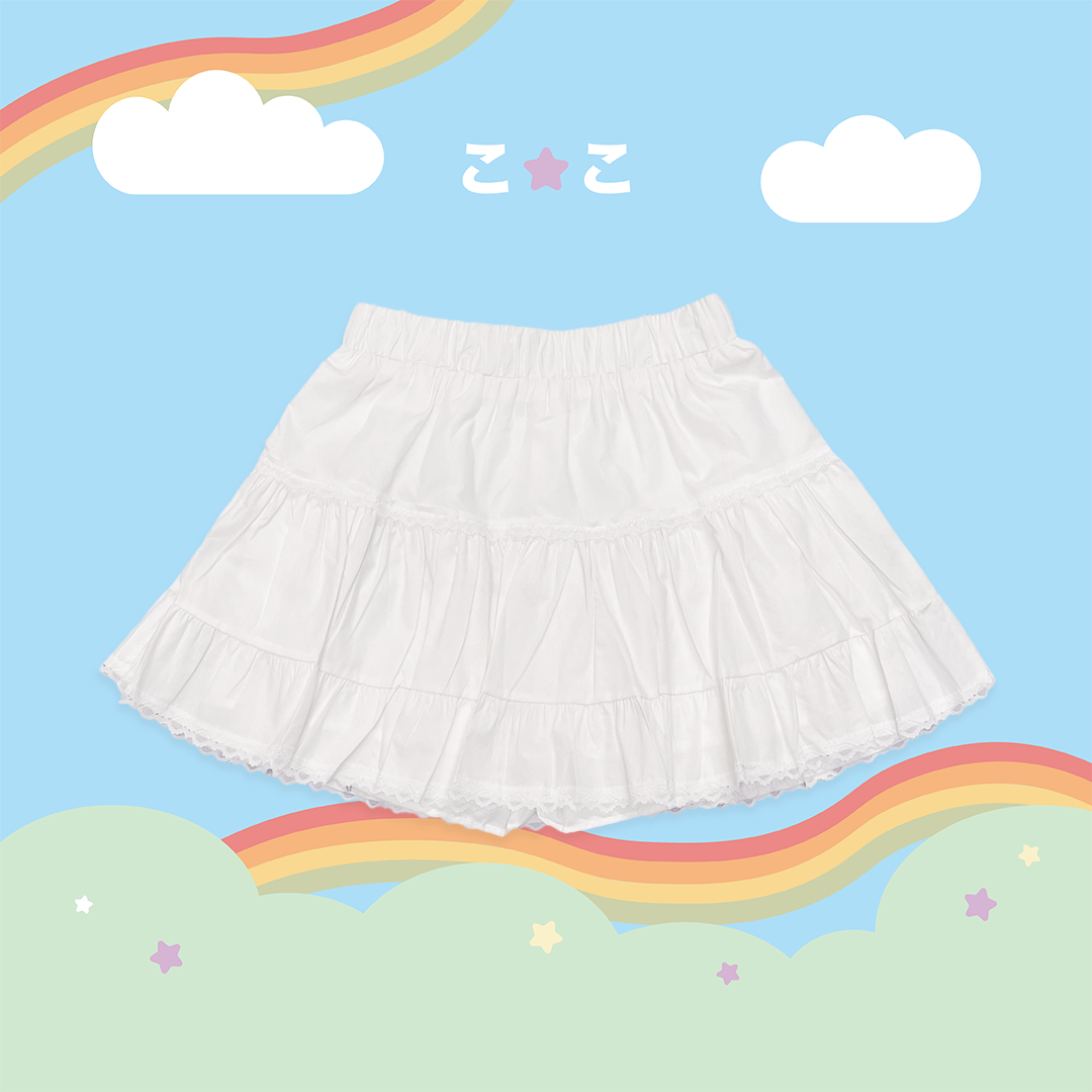 こ♡こ 仙女芭蕾皺褶鬆緊腰蛋糕短裙