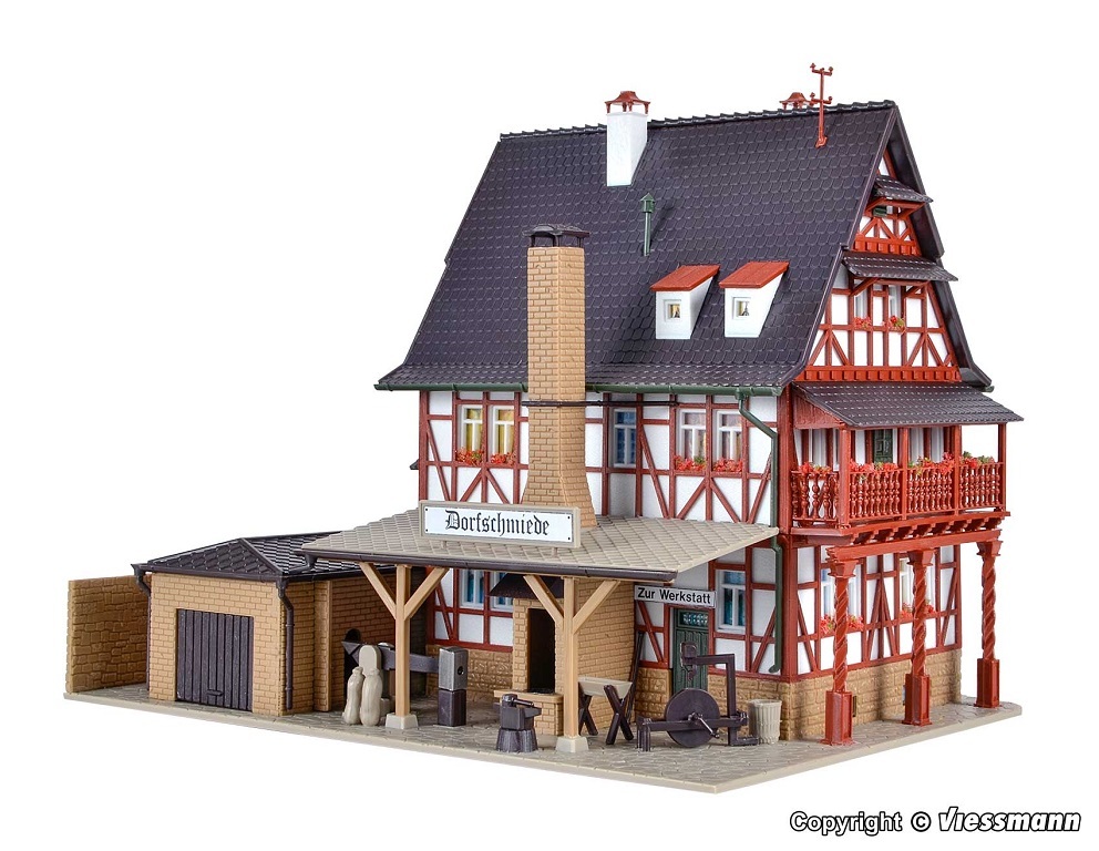 Vollmer 43696 HO規 Village forge with accessories 鄉村鍛造場及配件.套件