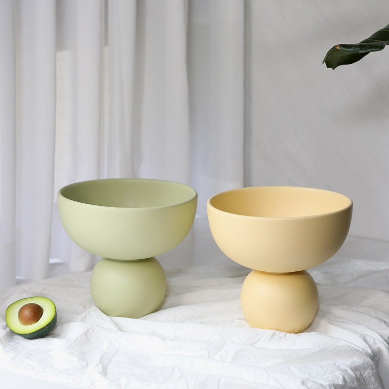 《4168》奶油糖果色系陶瓷高腳餐碗