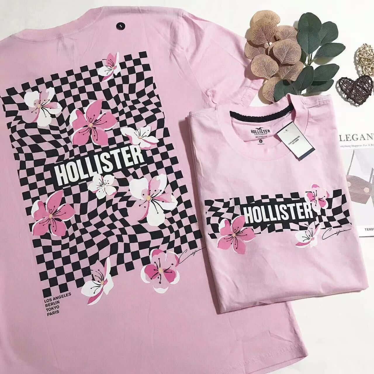 HOLLISTER FLORAL BACK PRINT TEE 櫻花系列