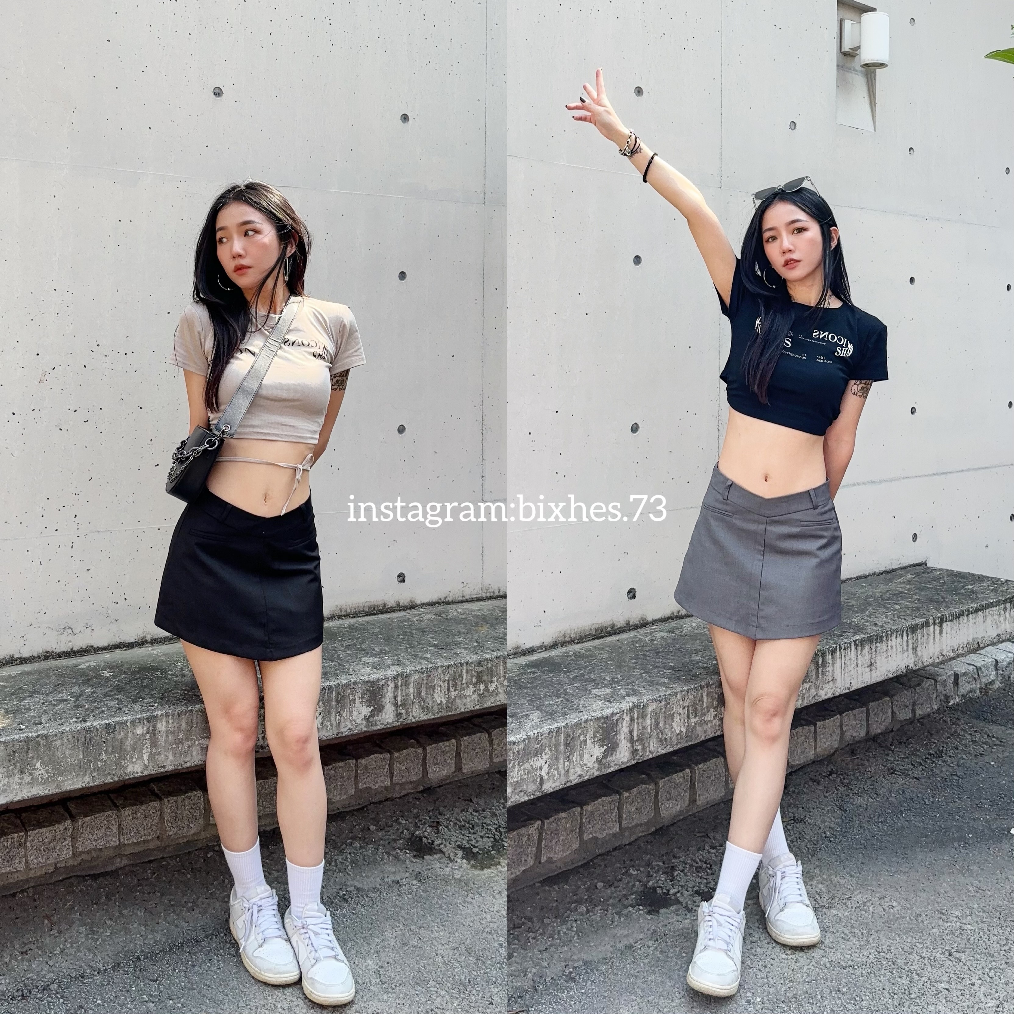 質感低腰V口西裝短裙(D00026)