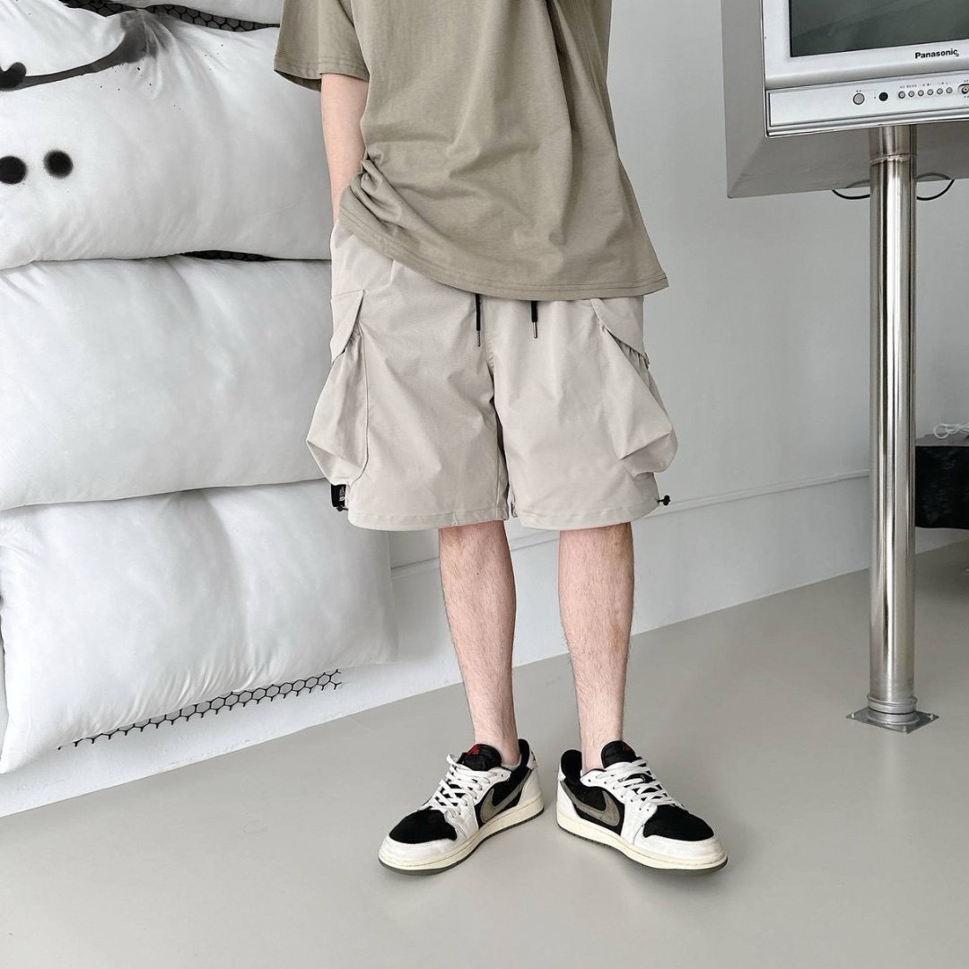 【1729工裝短褲】夏季 韓系 短褲 工裝 寬口袋 石灰/粉色/卡其/深咖/軍綠/黑色/霧藍