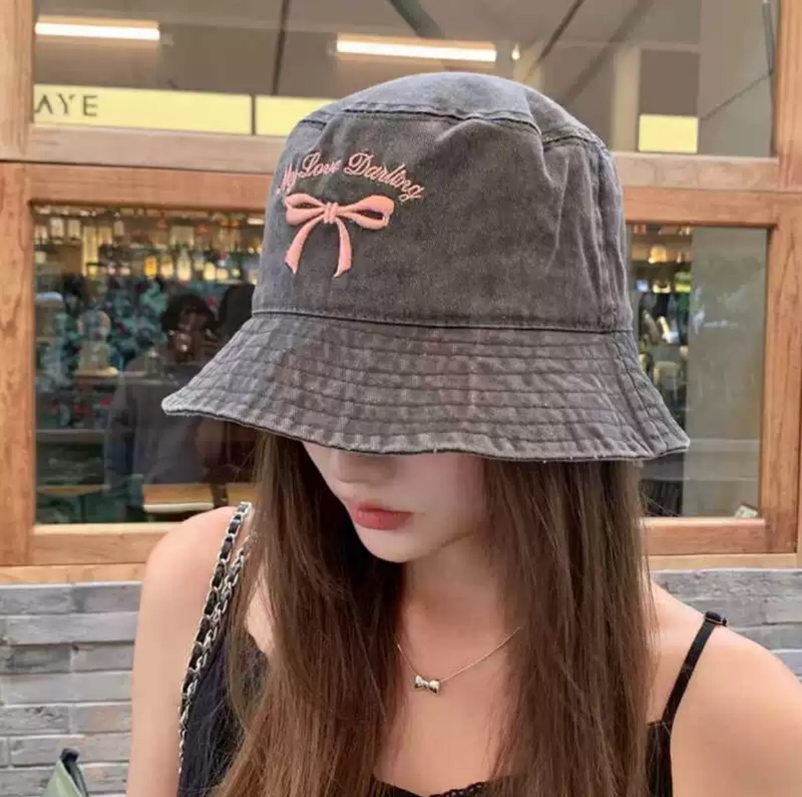 蝴蝶結水洗漁夫帽/三色
